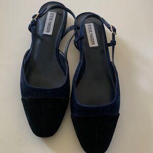 Steve Madden Sling Back suede flats navy & black